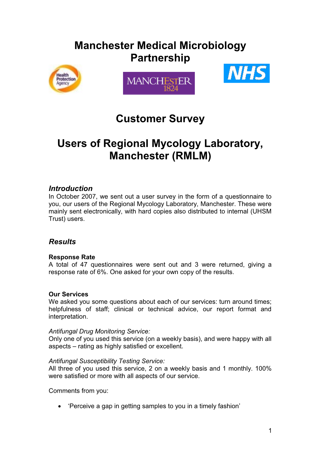 MMMP User Satisfaction Survey