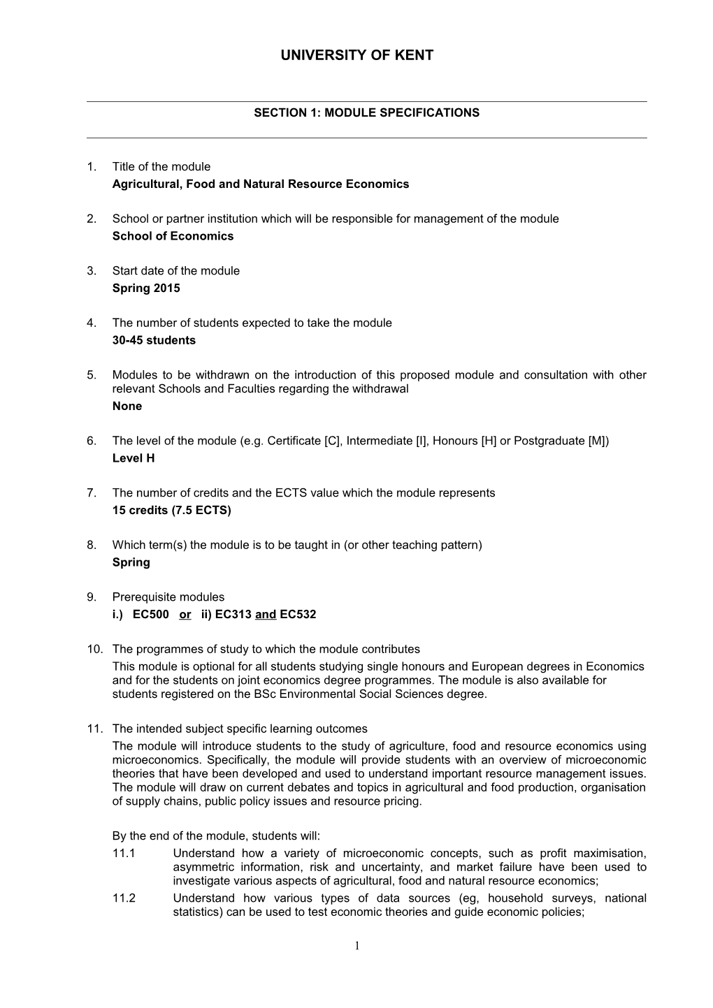 Agricultural, Food and Natural Resource Economics