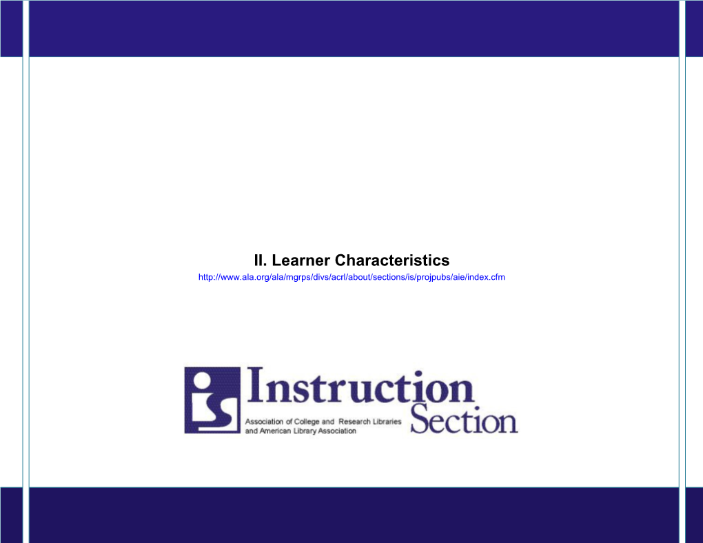 Constituencies/Learner Characteristics