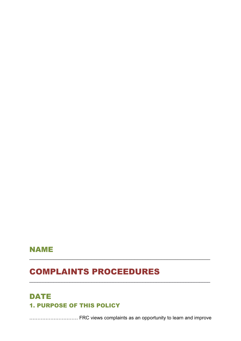 Complaints Proceedures