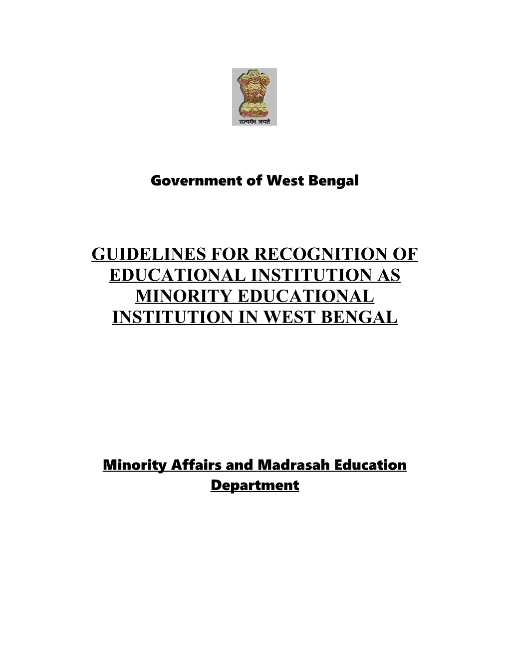 Guidelines for Recognition of Educational Institution As Minority Educational Institution