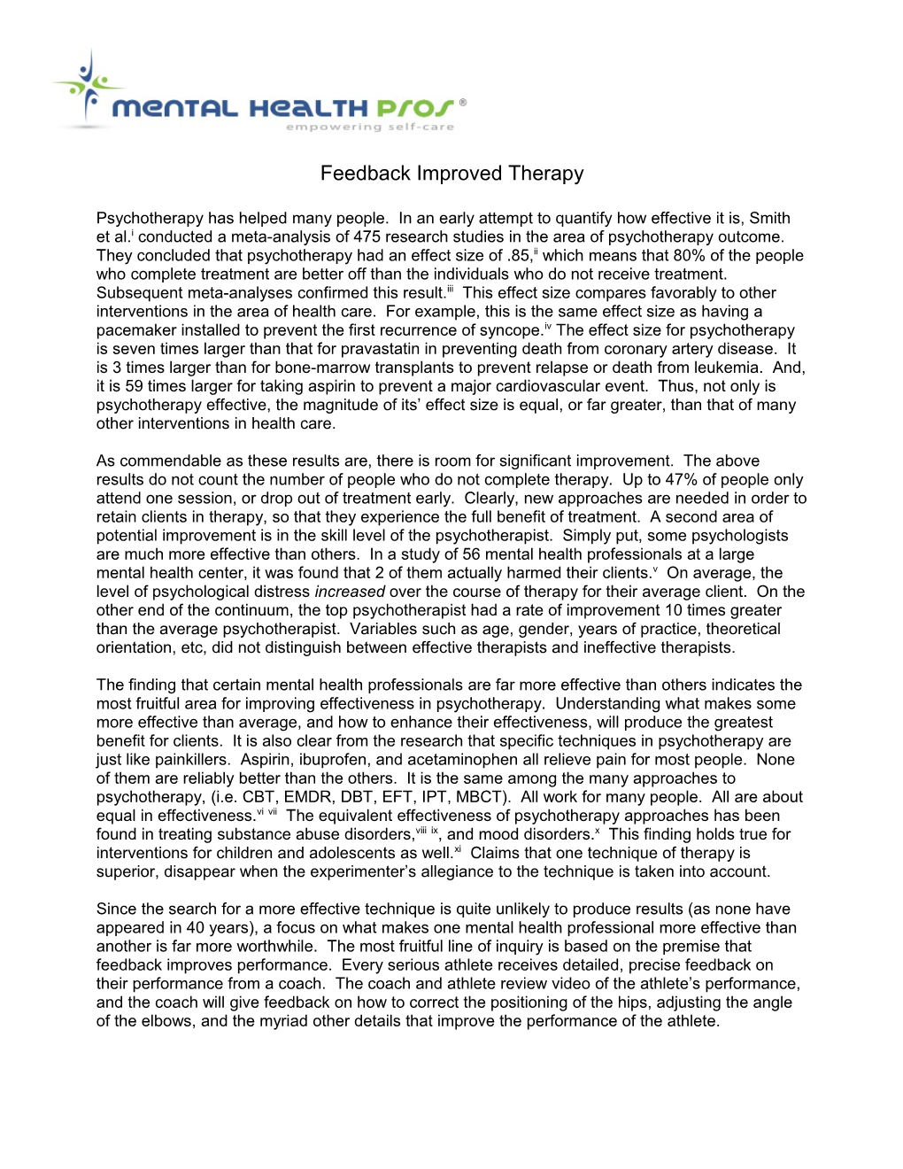 Feedback Improved Therapy