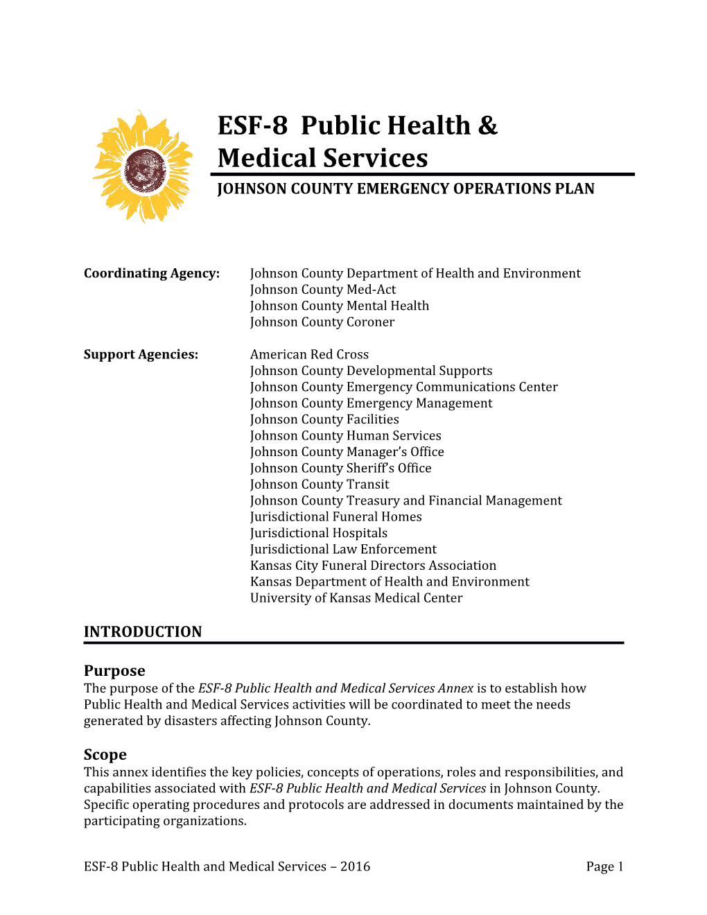 Coordinating Agency: Johnson County Department of Health and Environment