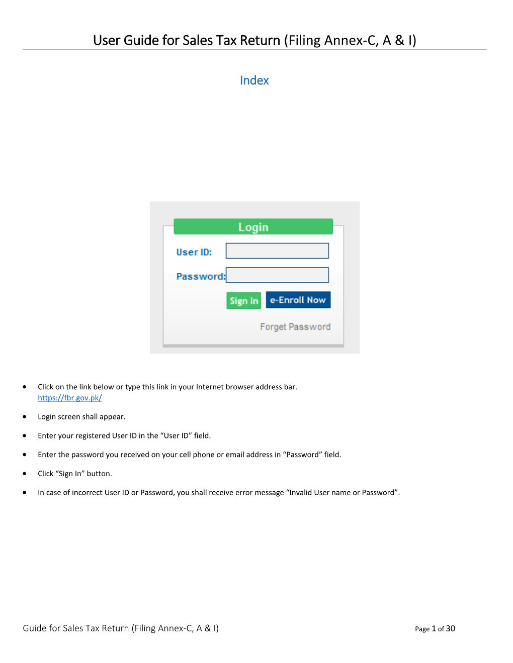 User Guide for Sales Tax Return (Filing Annex-C, a & I)