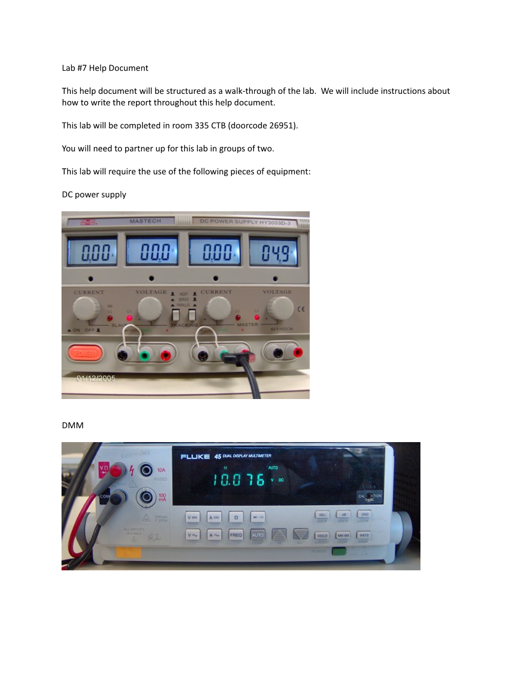 This Lab Will Be Completed in Room 335 CTB (Doorcode 26951)