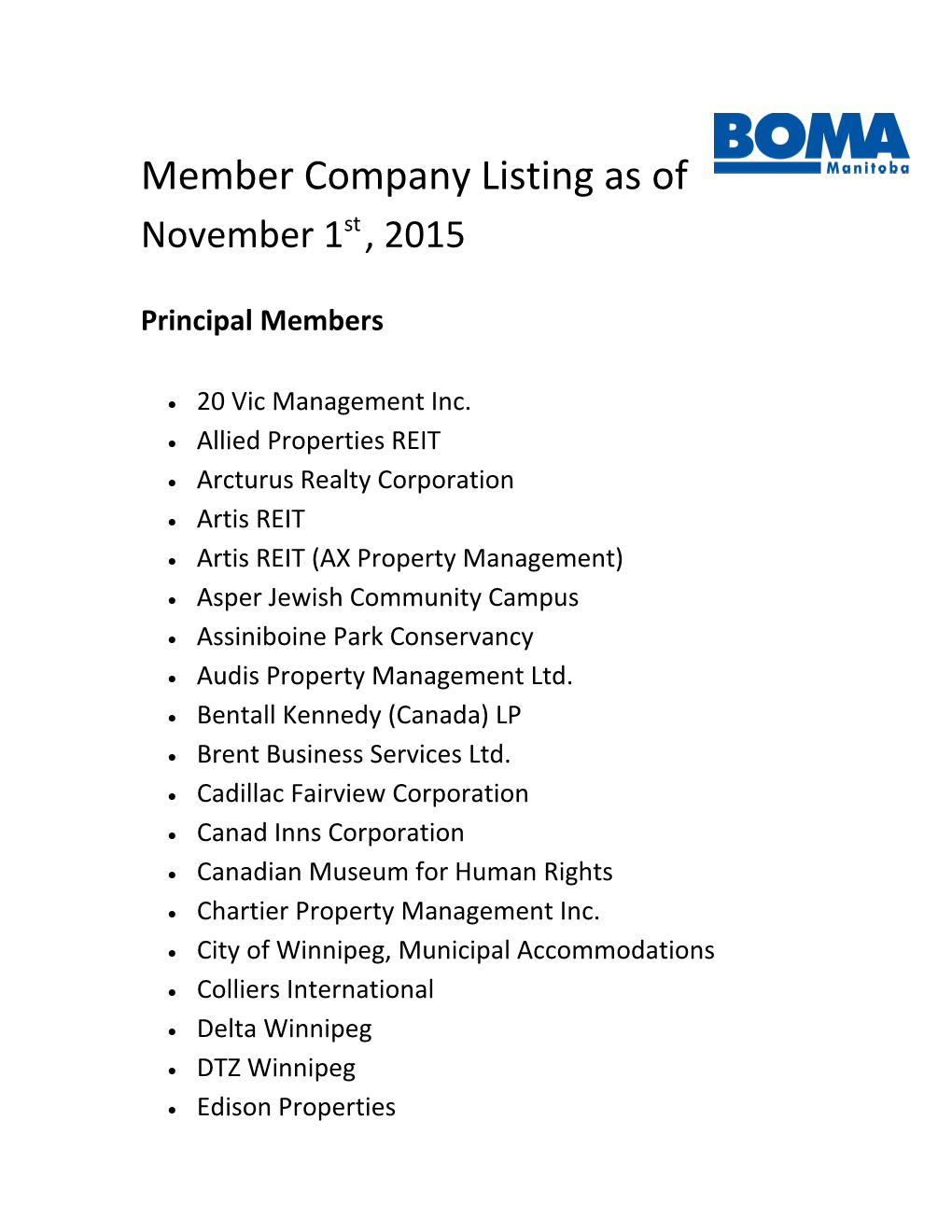 Member Company Listing As Of