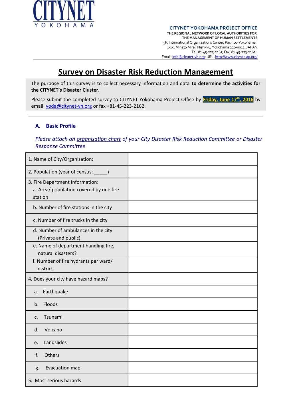 Survey on Disaster Risk Reduction Management