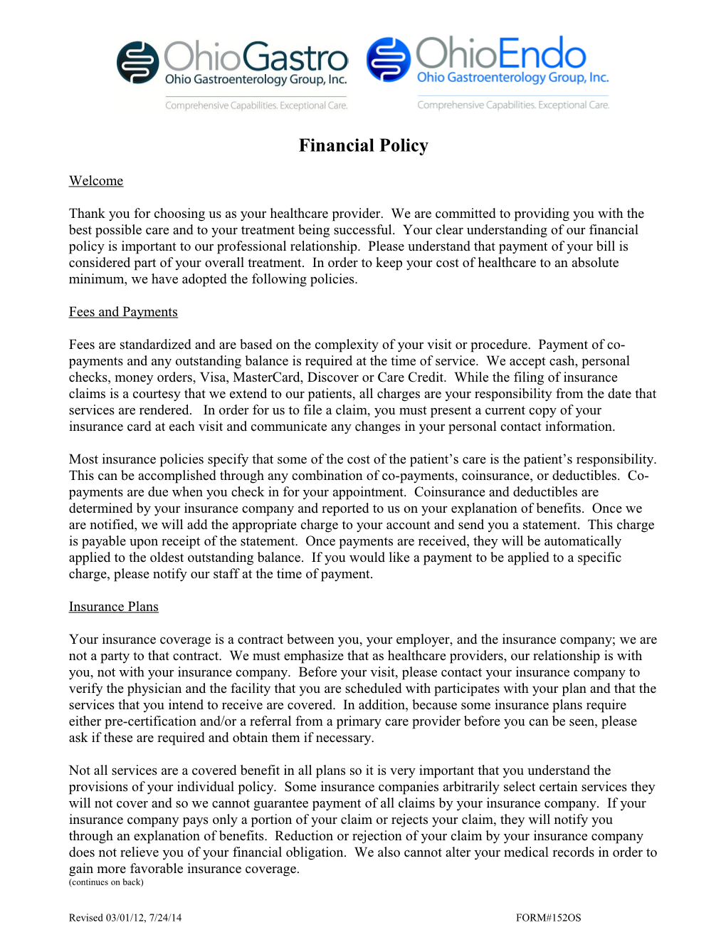 Professionals for Women S Health Financial Policy