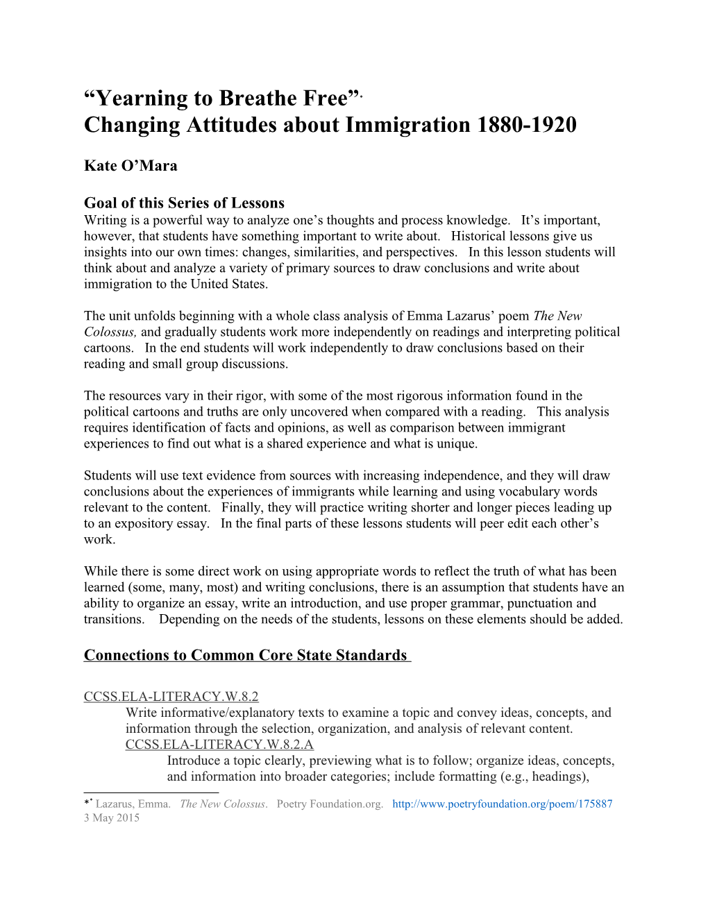 Changing Attitudes About Immigration 1880-1920