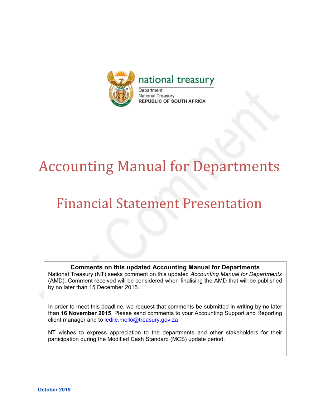 Accounting Manual for Departments