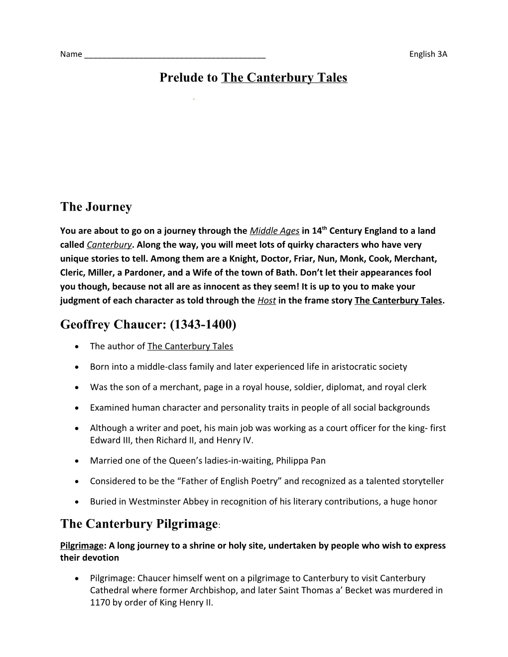 Prelude to the Canterbury Tales