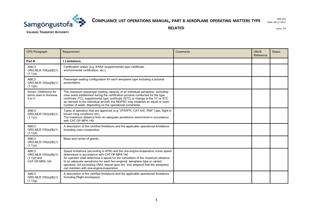 Latest Operations Manual Part B Revision Dated