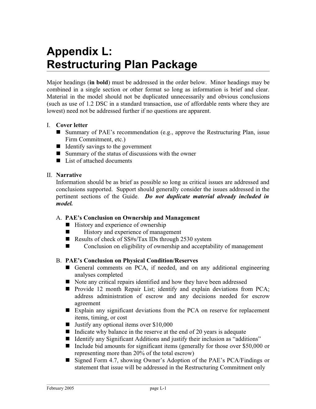 Restructuring Plan Package