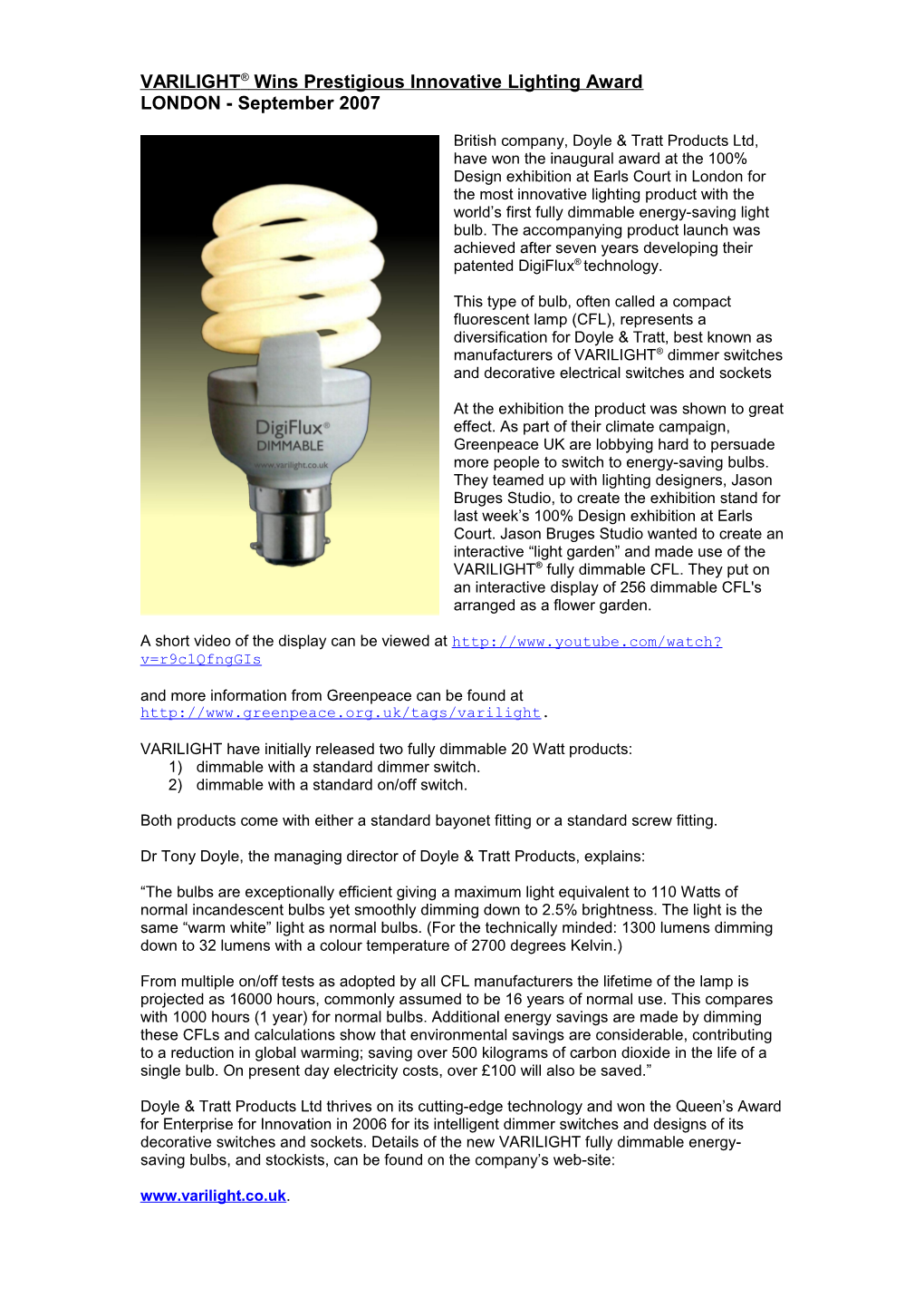 World S First Fully Dimmable Compact Fluorescent Lamp