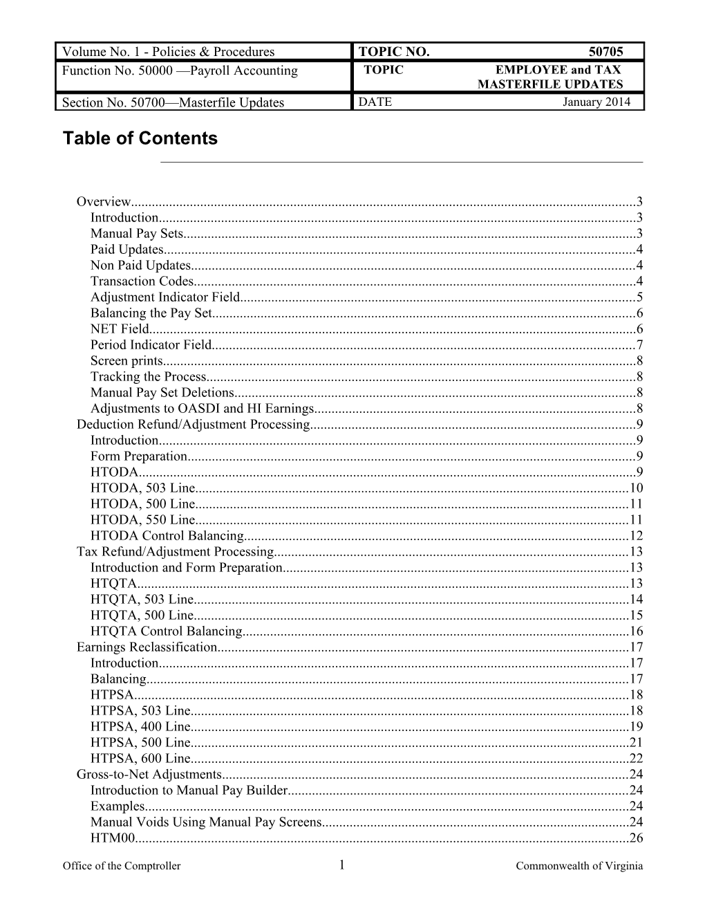 CAPP Manual - 50705 - Payroll Accounting, Masterfile Updates, Employee and Tax Masterfile