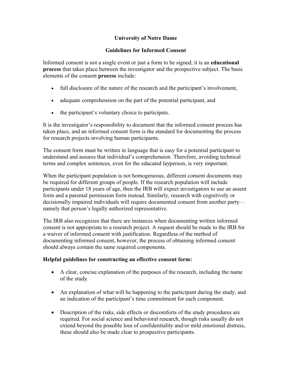 Guidelines for Informed Consent