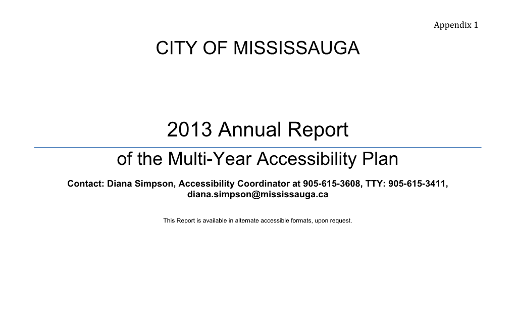 2013 Annual Report of the Multi-Year Accessibility Plan