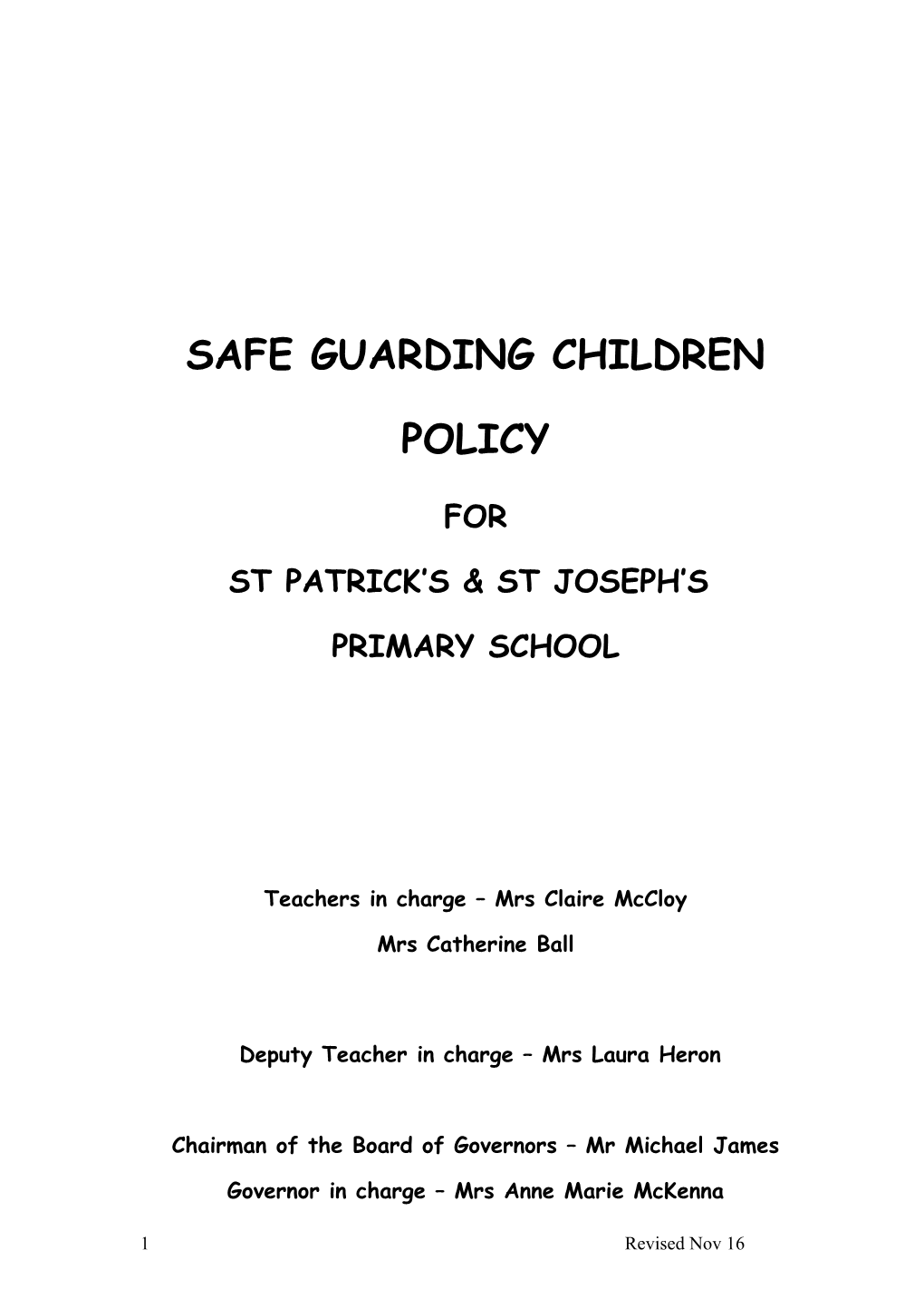 Safe Guarding Children Policy