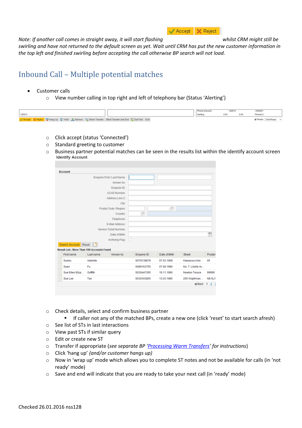 SAP Contact Centre / CRM: Receive an Inbound Call