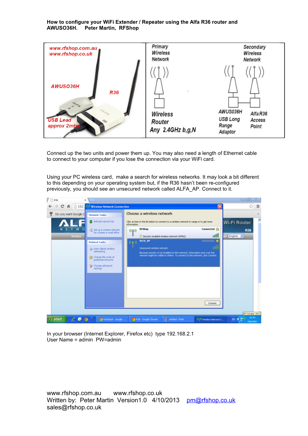 How to Set up Your Wifi Extender /Repeater Using the Alfa R52 Router and AWUSO36H