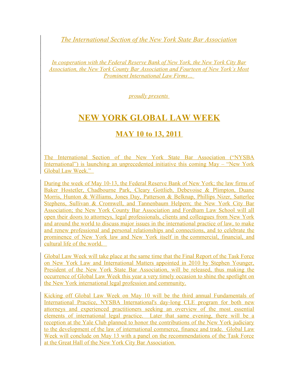 The International Section of the New York State Bar Association