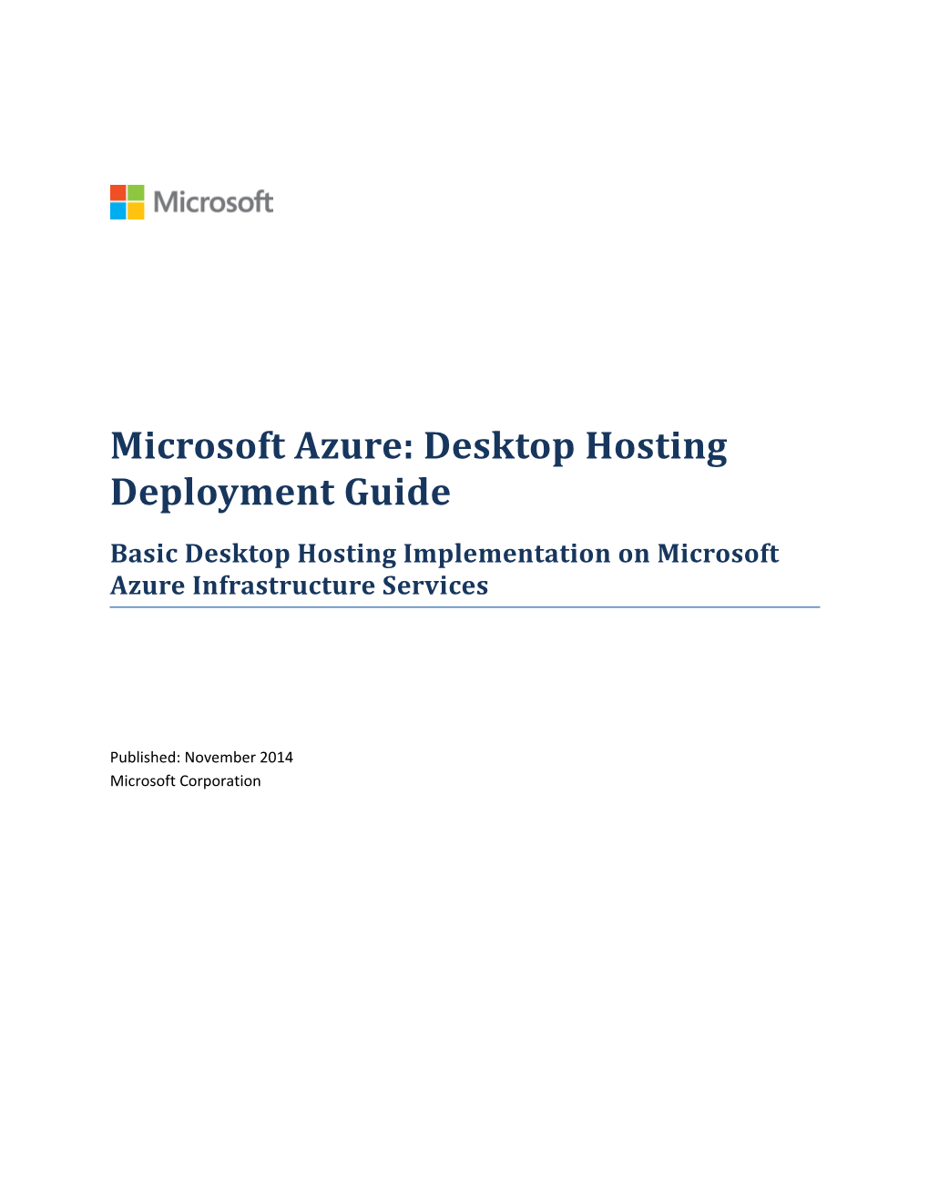Microsoft Azure:Desktophosting Deploymentguide