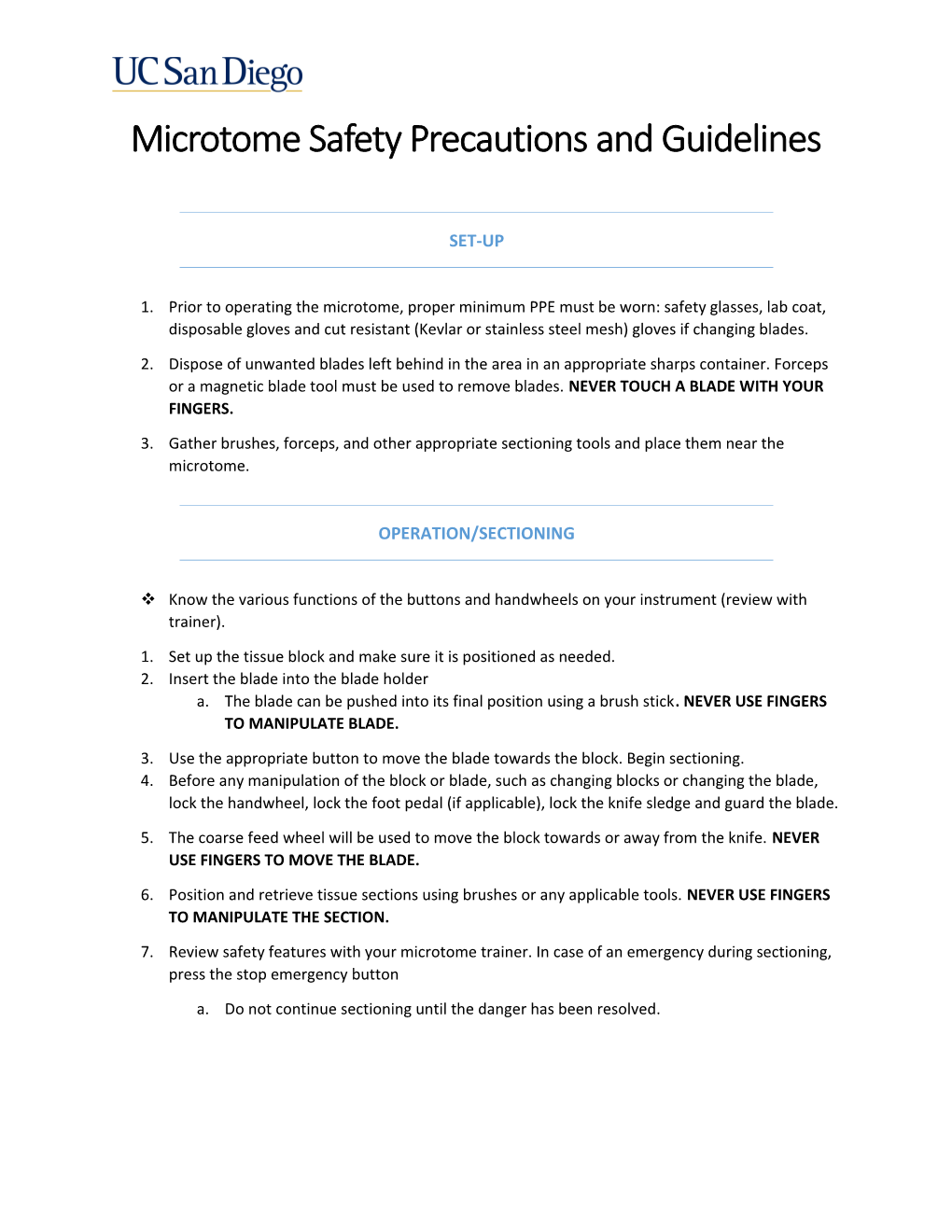 Microtome Safety Precautions and Guidelines