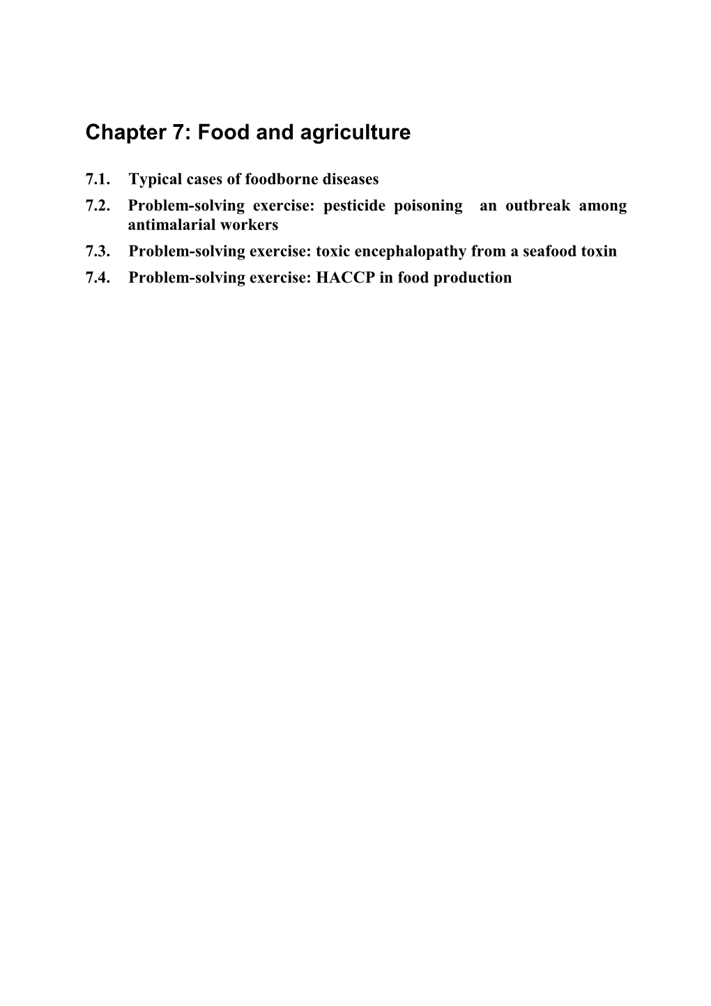 Chapter 7: Food and Agriculture