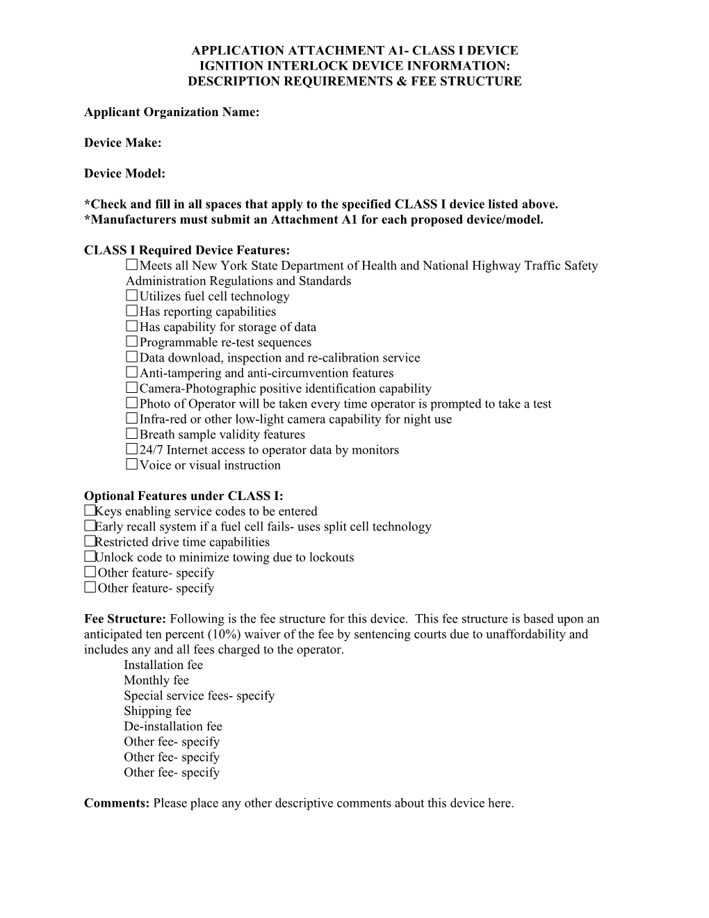 Application Attachment A1- Class Iii Device