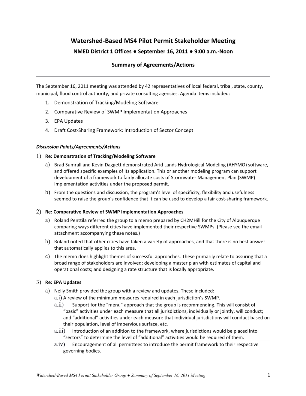 Watershed-Based MS4 Pilot Permit Stakeholder Meeting