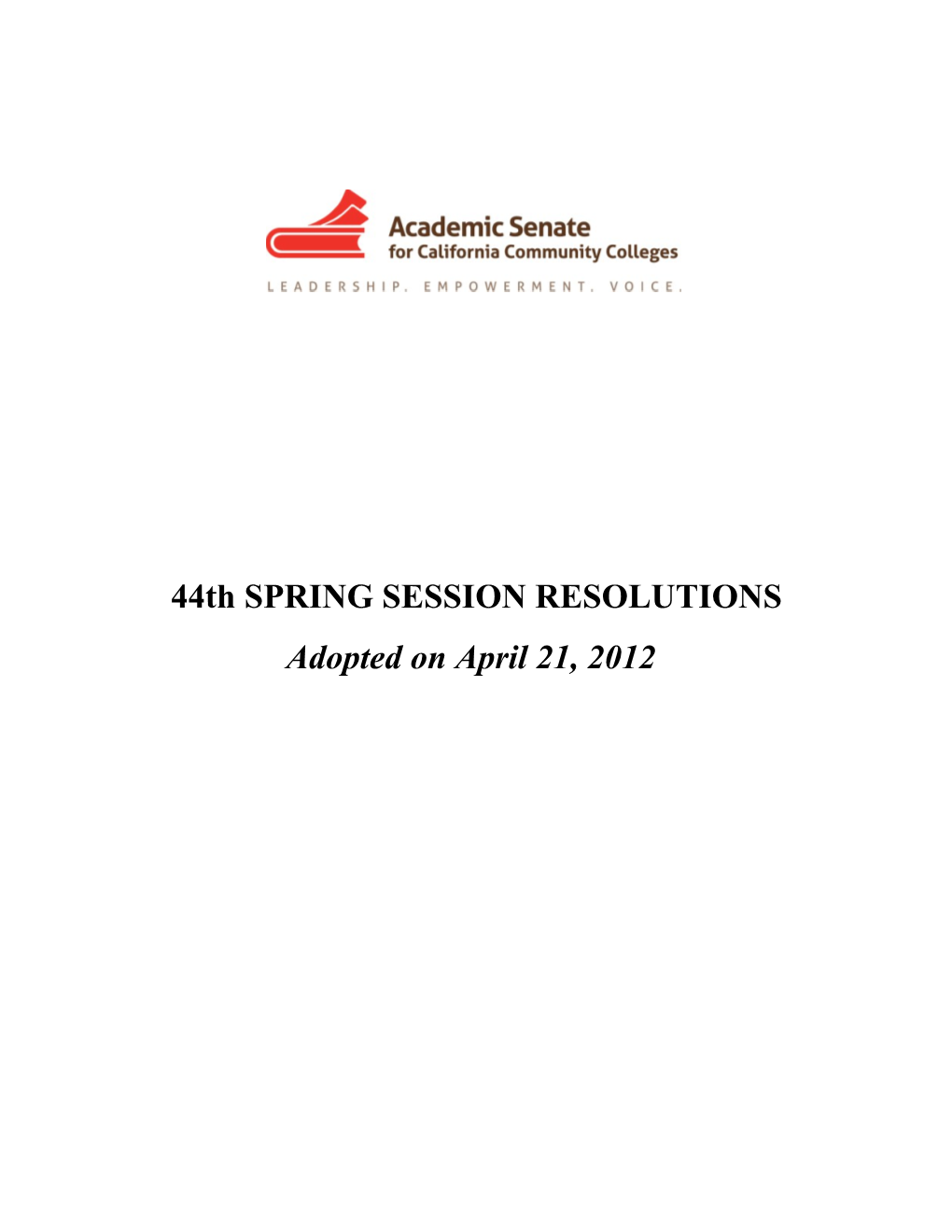 44Th SPRING SESSION RESOLUTIONS