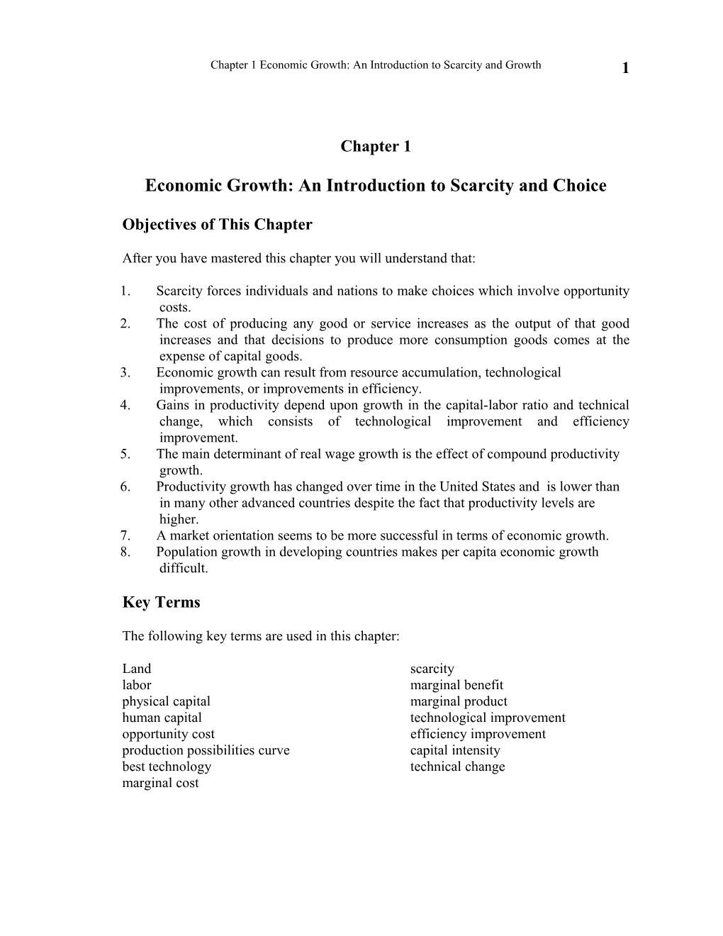 Economic Growth: an Introduction to Scarcity and Choice