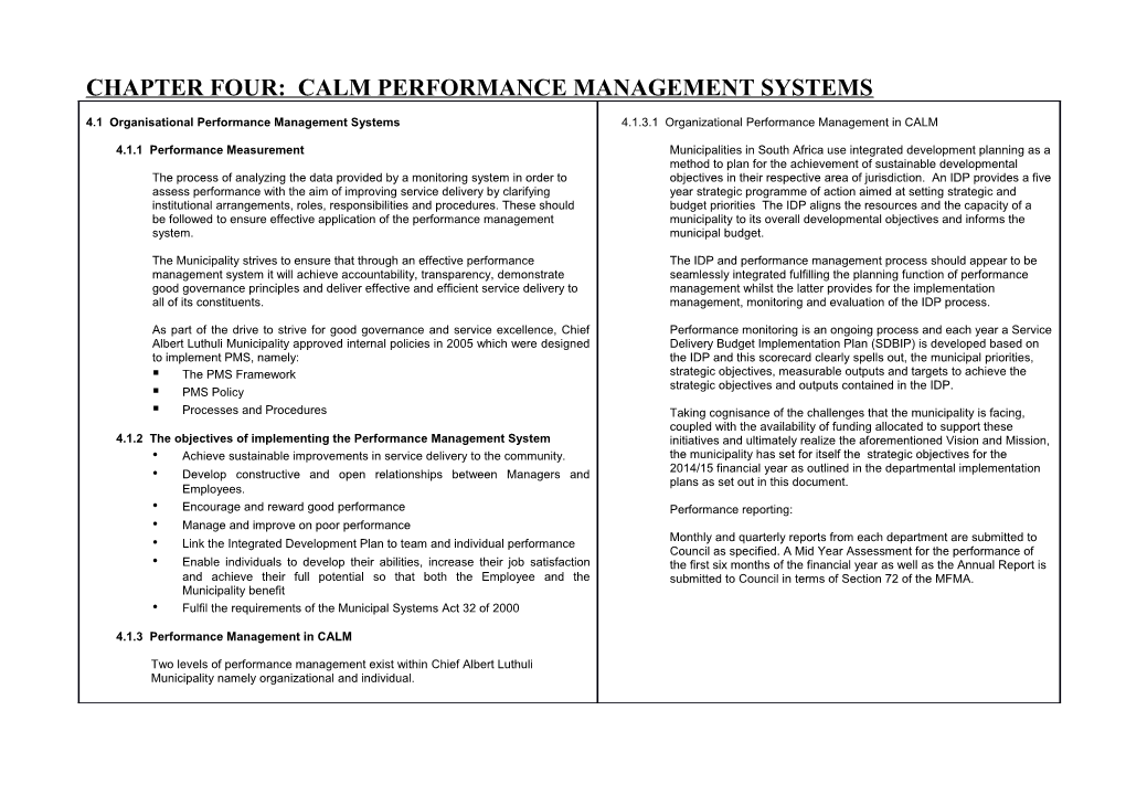 Chapter Four: Calm Performance Management Systems