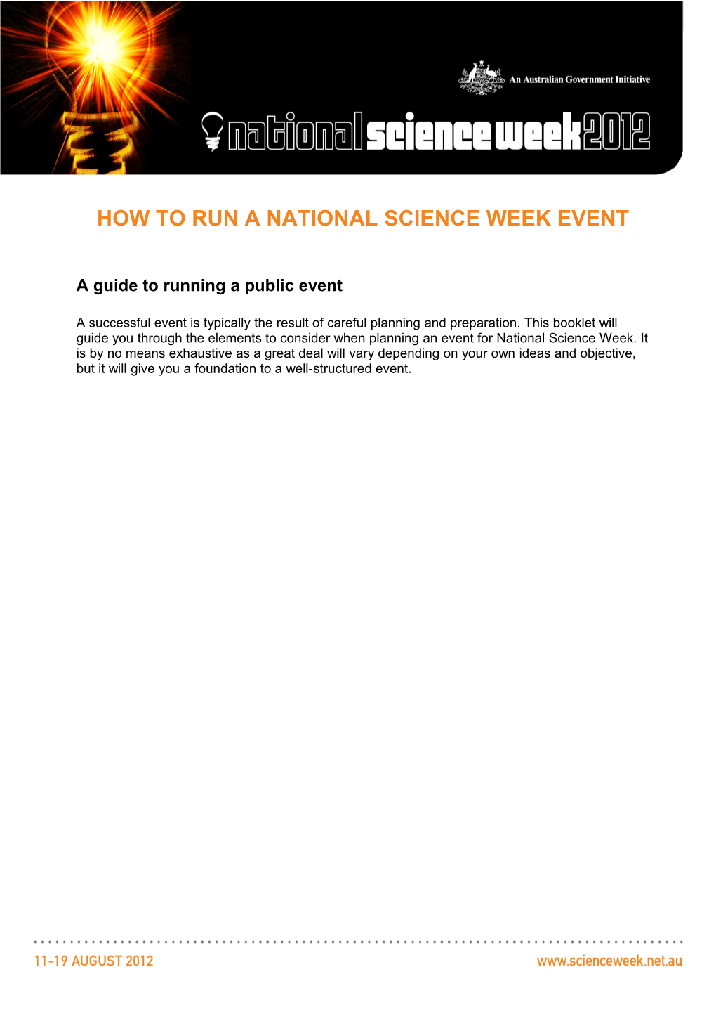 How to Run a National Science Week Event