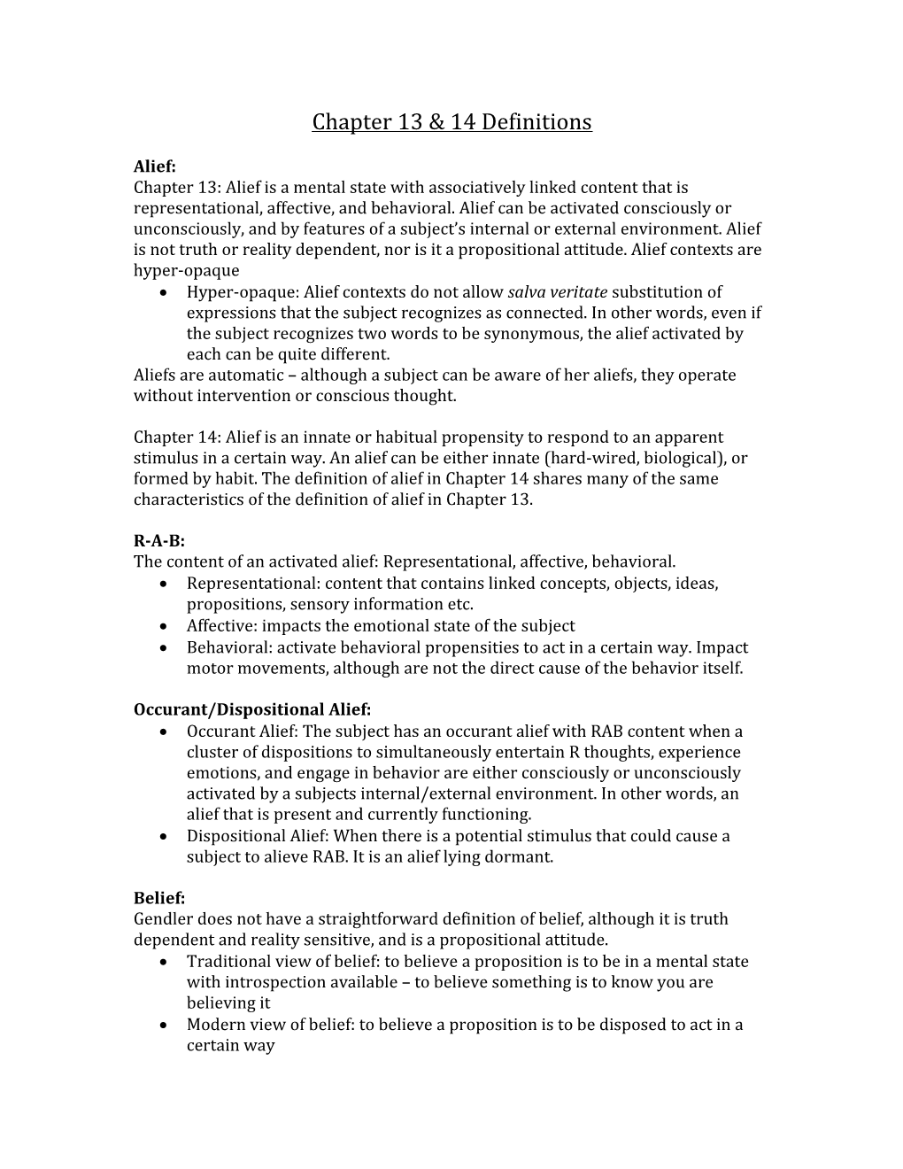 Chapter 13 & 14 Definitions