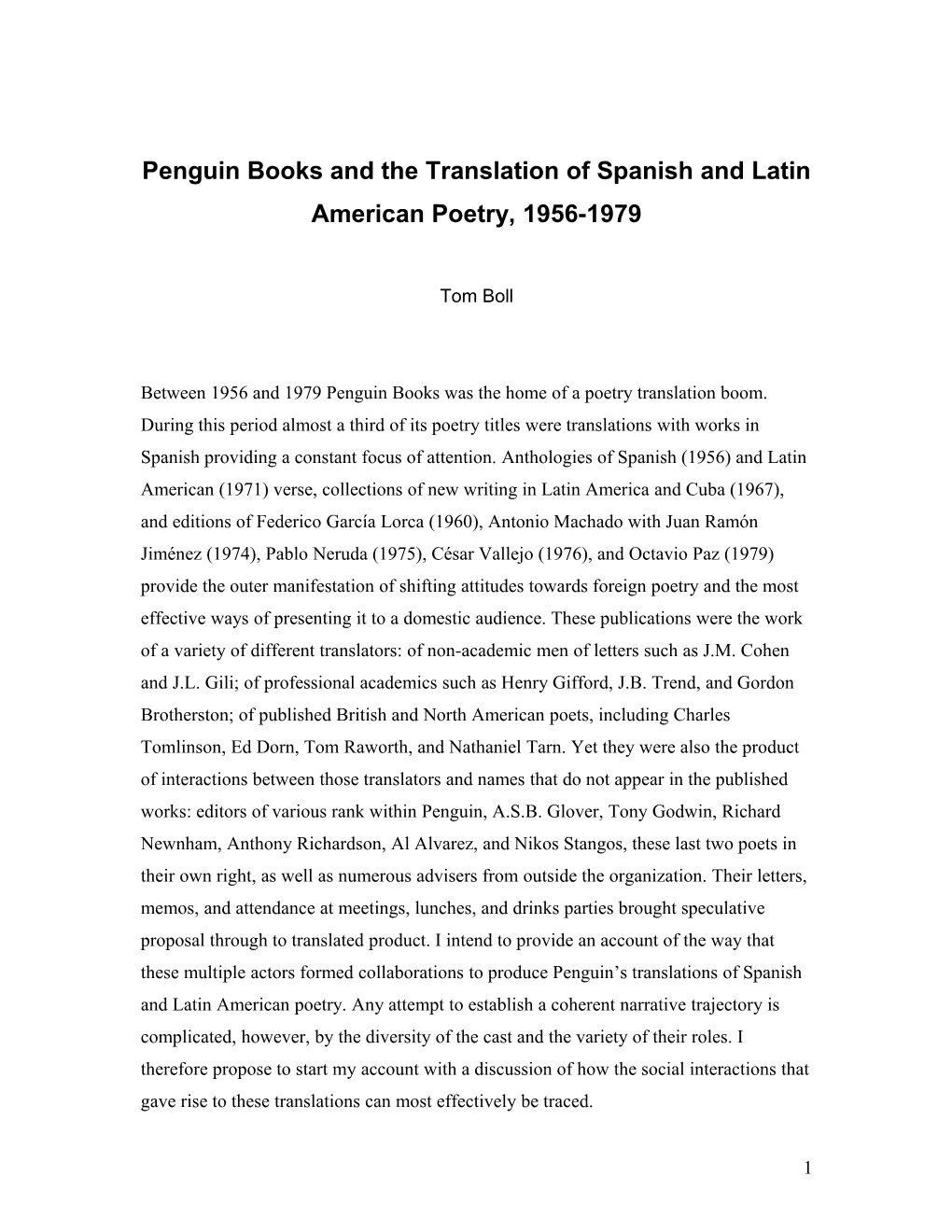 Penguin Books and the Translation of Spanish and Latin American Poetry, 1956-1979