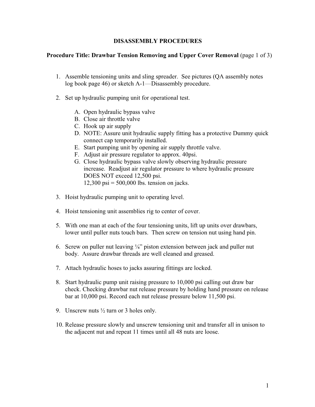 Disassembly Procedures