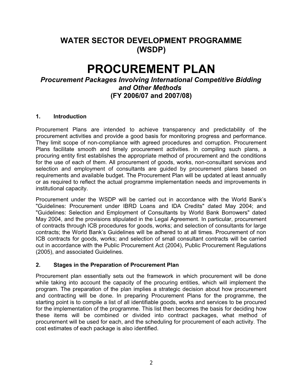 Details of the Procurement Plan Involving ICB & Other Methods(First 1.5 Years)