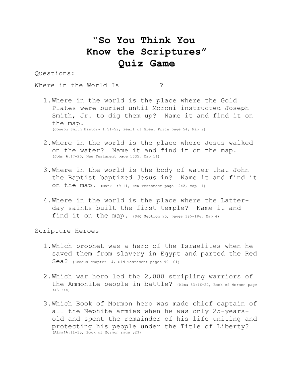 So You Think You Know the Scriptures