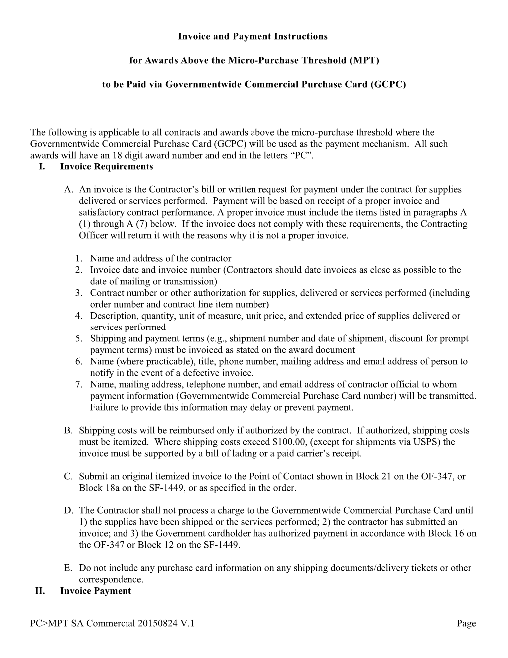 Simplified Acquisition Commercial Clauses 8/24/15