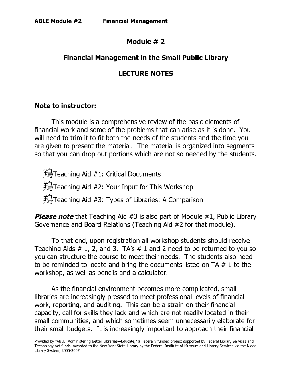 Financial Management in the Small Public Library