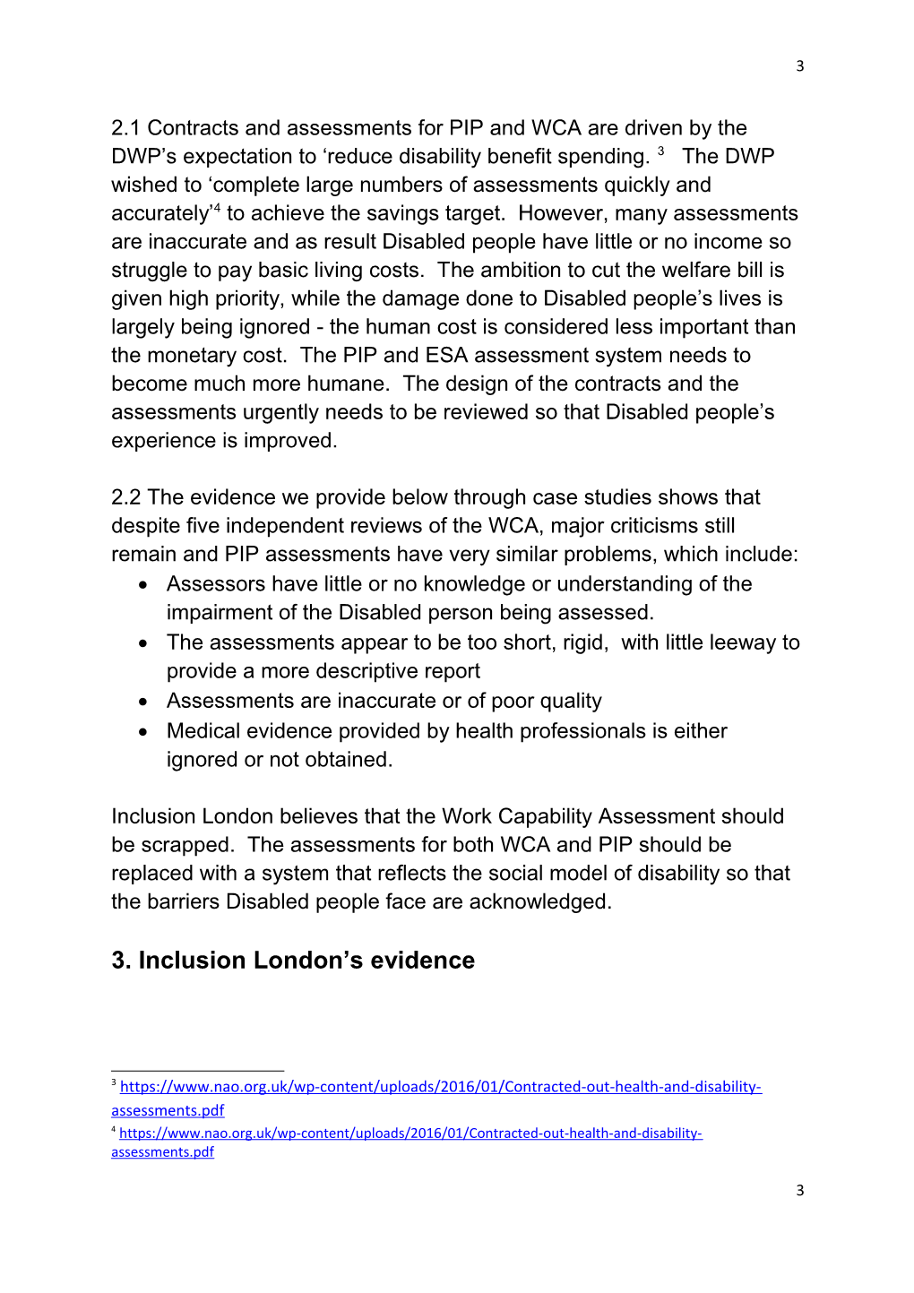 Inclusion London Evidence to the Inquiry on Contracted out Health and Disability Assessments