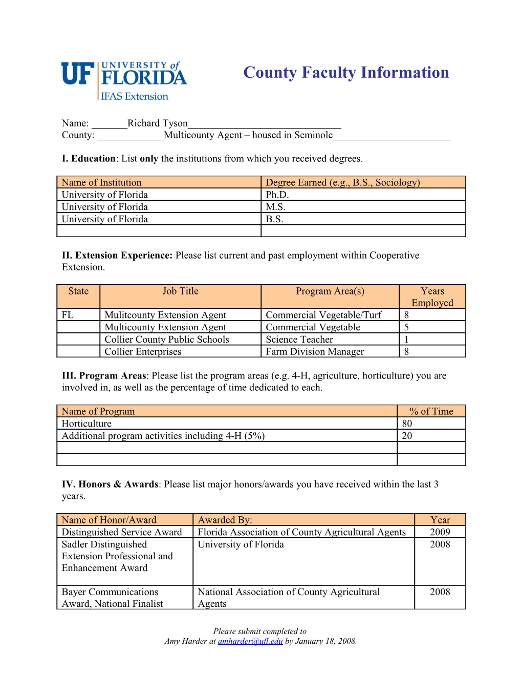 County Faculty Information