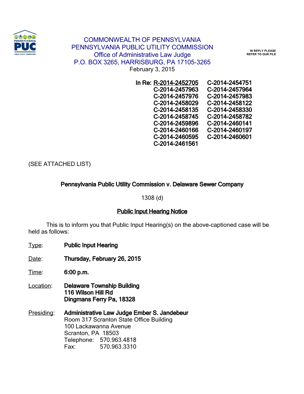 Scranton Public Input Notice