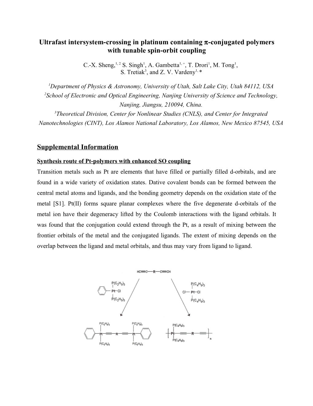 Ultrafast Intersystem-Crossing in Platinum Containing -Conjugated Polymers with Tunable