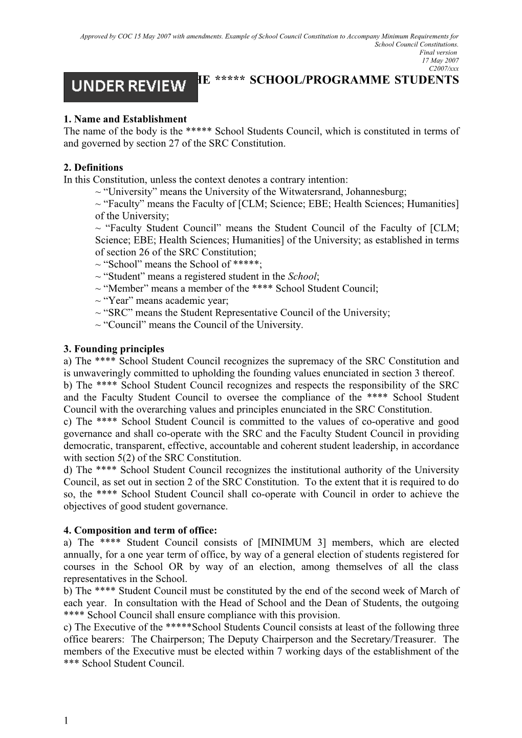 Constitution of the School Students Council