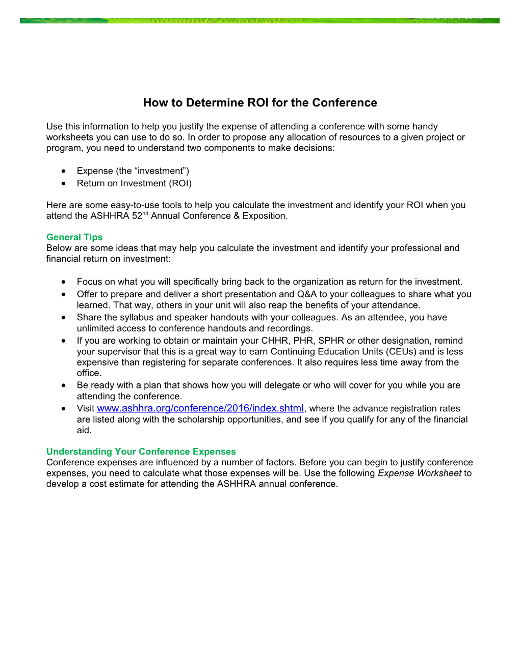 How to Determine ROI for the Conference