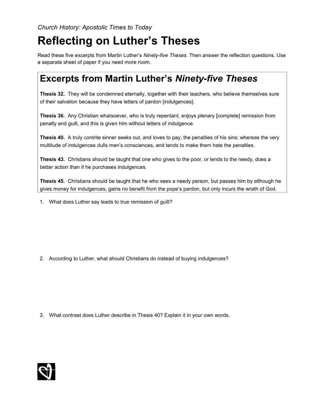 Reflecting on Luther S Theses Page 1