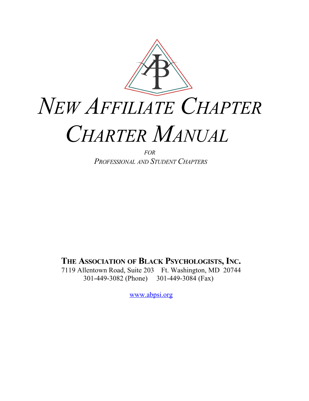 New Affiliate Chapter Charter Manual