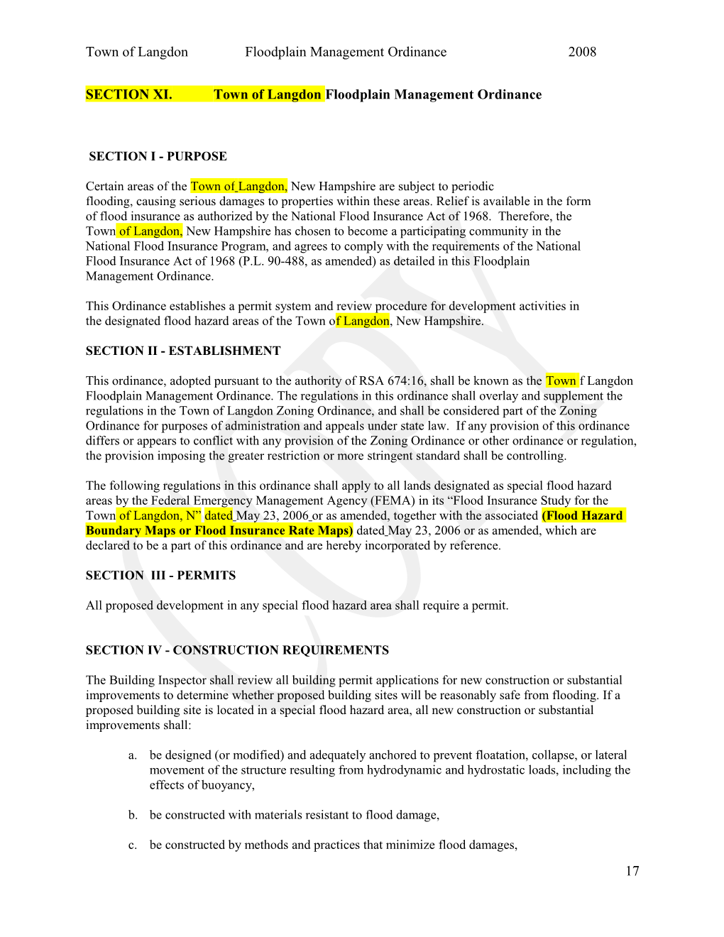 Langdon Floodplain Management Ordinance 2008